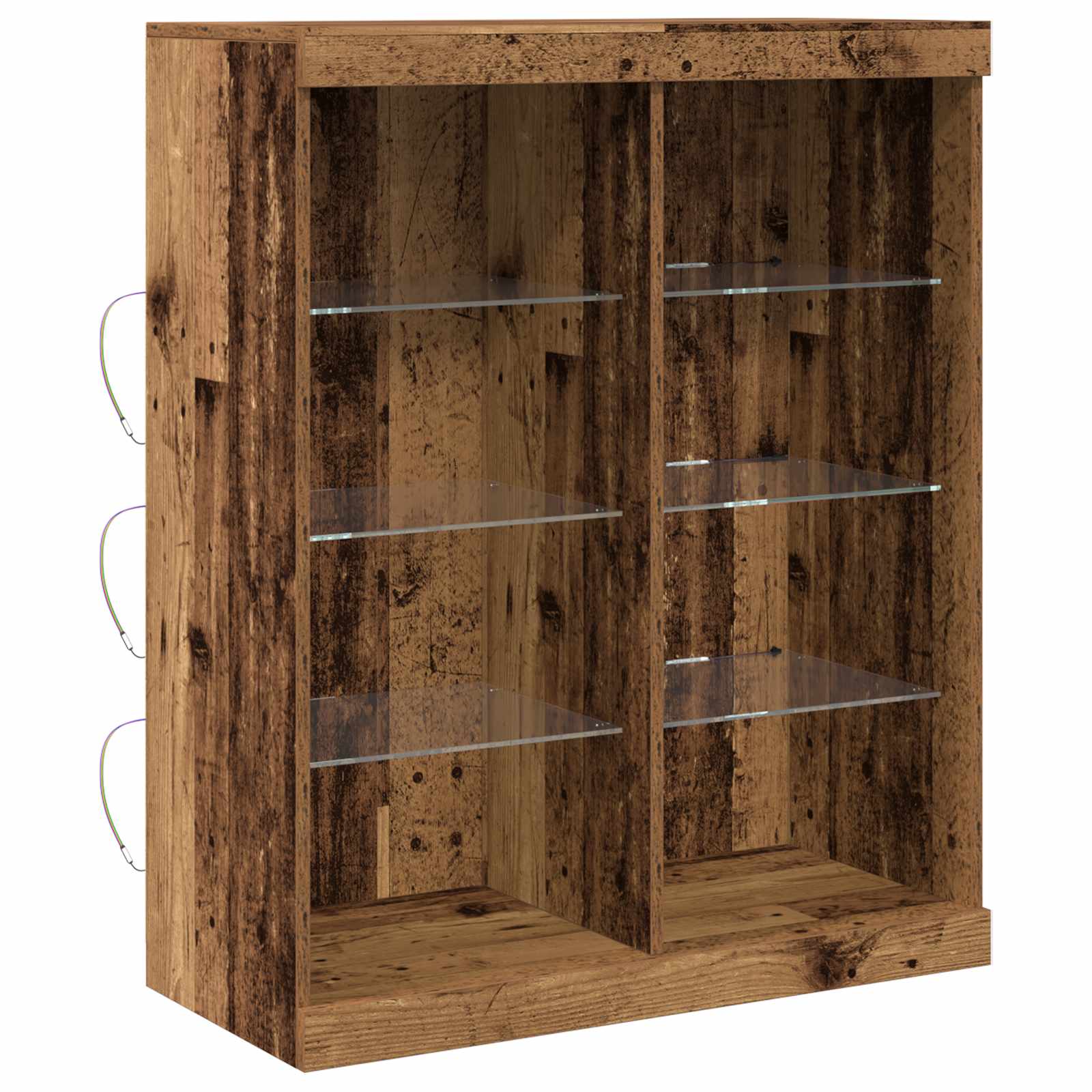 Aparador LED con tiras LED Madera envejecida 81 x 37 x 100 cm