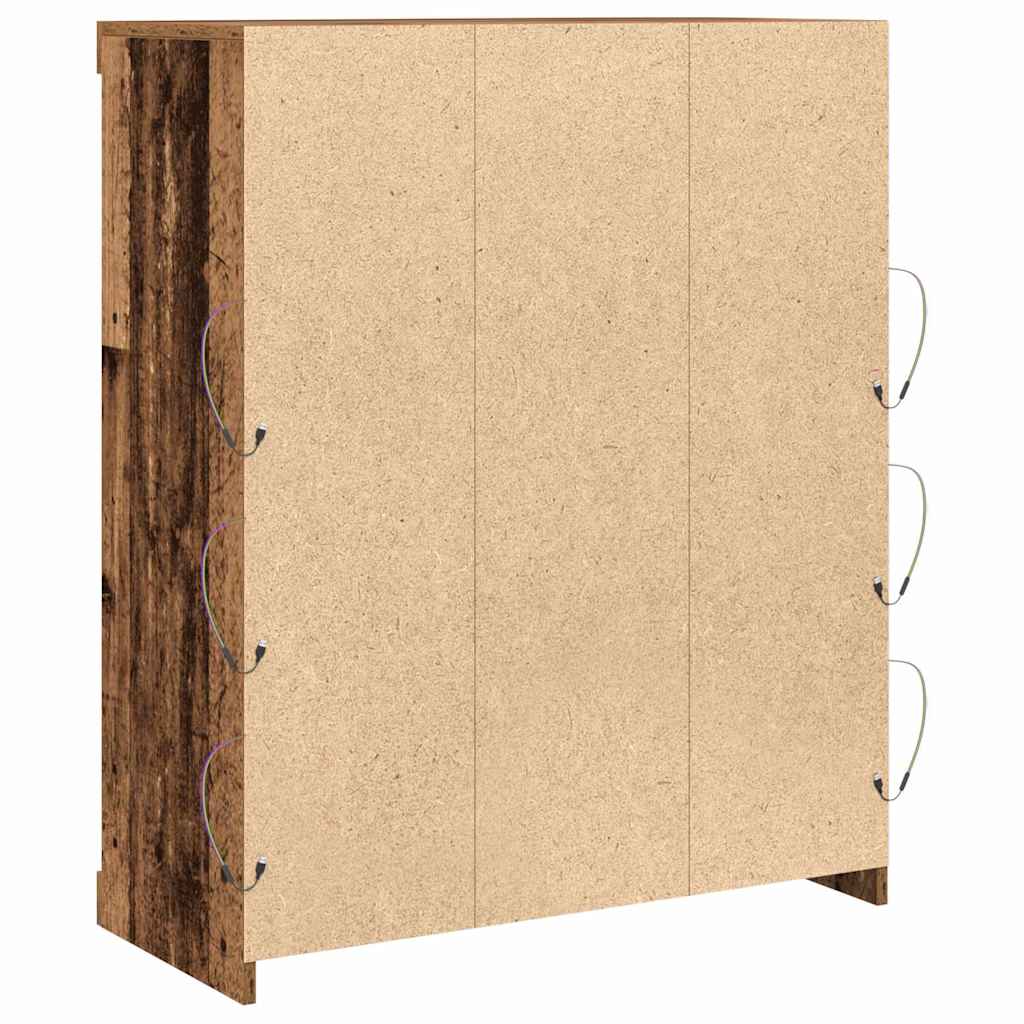 Aparador LED con tiras LED Madera envejecida 81 x 37 x 100 cm