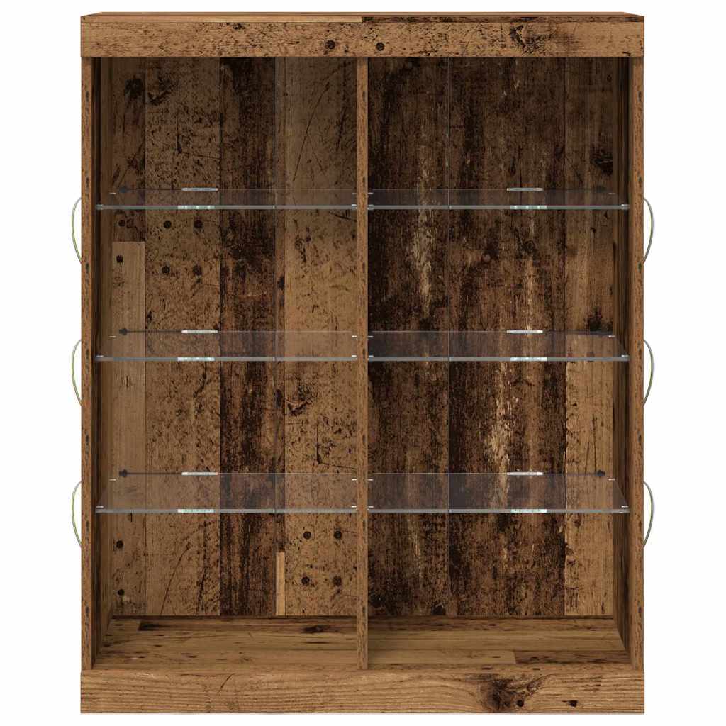 Aparador LED con tiras LED Madera envejecida 81 x 37 x 100 cm