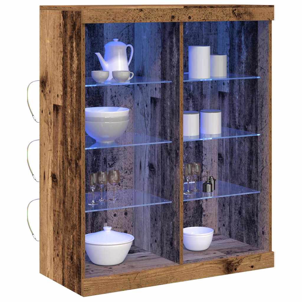 Aparador LED con tiras LED Madera envejecida 81 x 37 x 100 cm