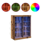 Aparador LED con tiras LED Madera envejecida 81 x 37 x 100 cm