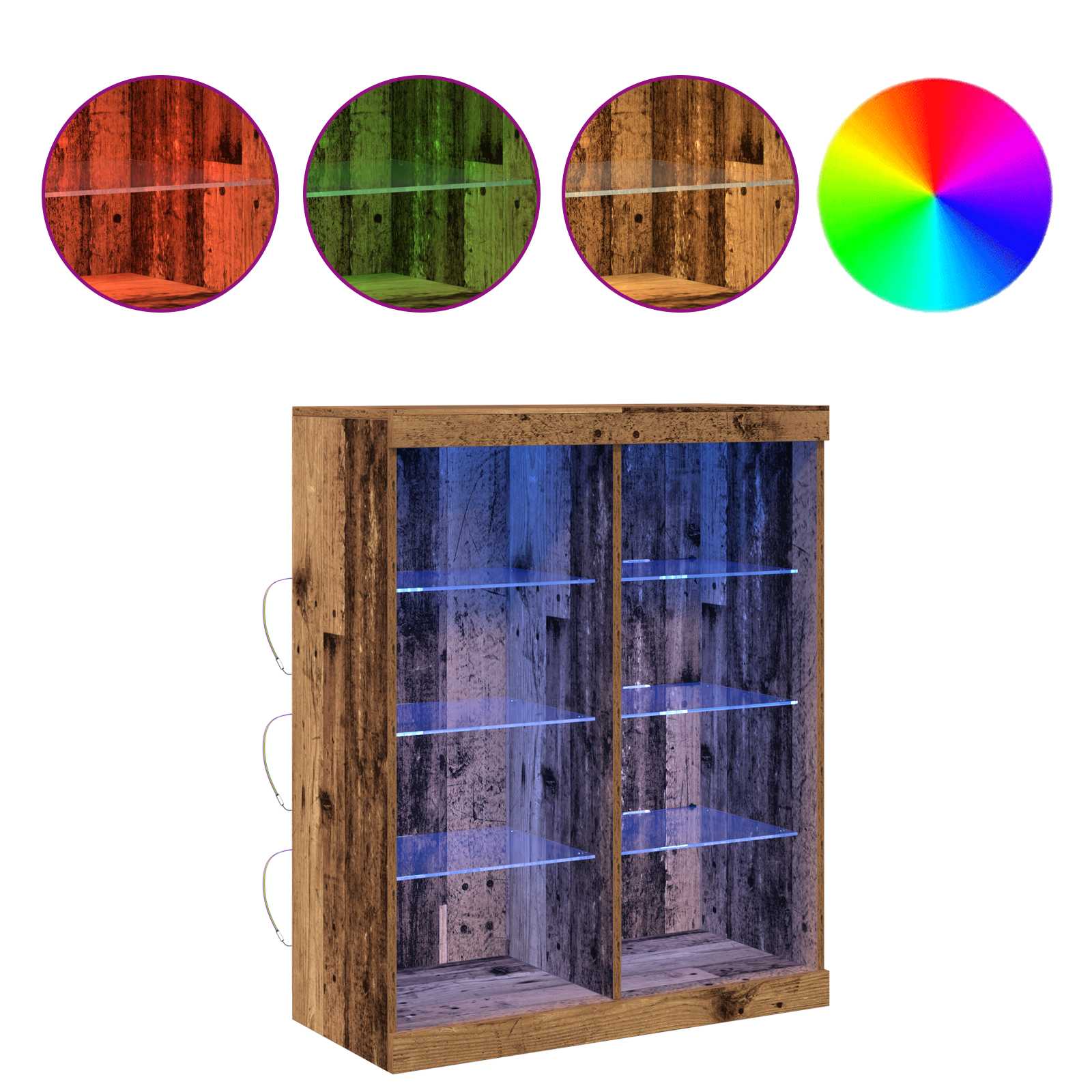 Aparador LED con tiras LED Madera envejecida 81 x 37 x 100 cm