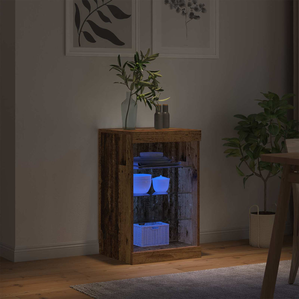 Aparador LED Madera vieja 41 x 37 x 67 cm Madera de ingeniería