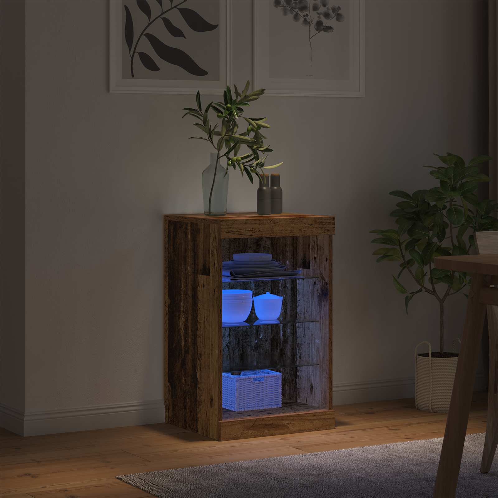 Aparador LED Madera vieja 41 x 37 x 67 cm Madera de ingeniería