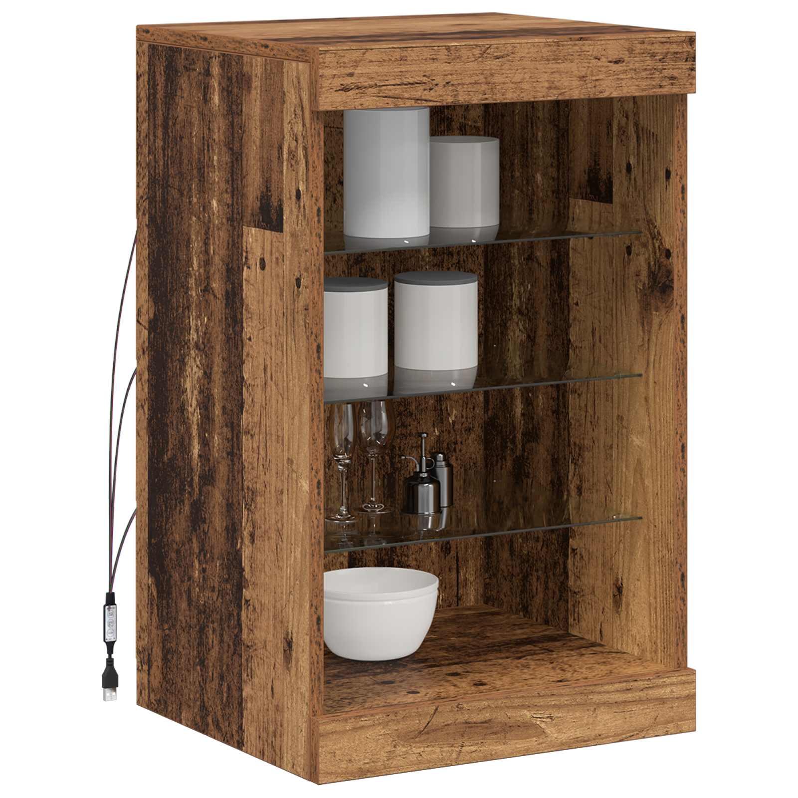 Aparador LED Madera vieja 41 x 37 x 67 cm Madera de ingeniería