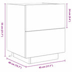 Armario de Noche 2 pcs Roble artesanal 45 x 40 x 55 cm