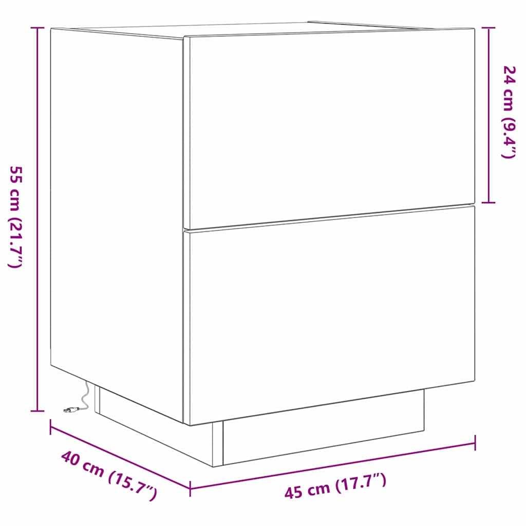 Armario de Noche 2 pcs Roble artesanal 45 x 40 x 55 cm