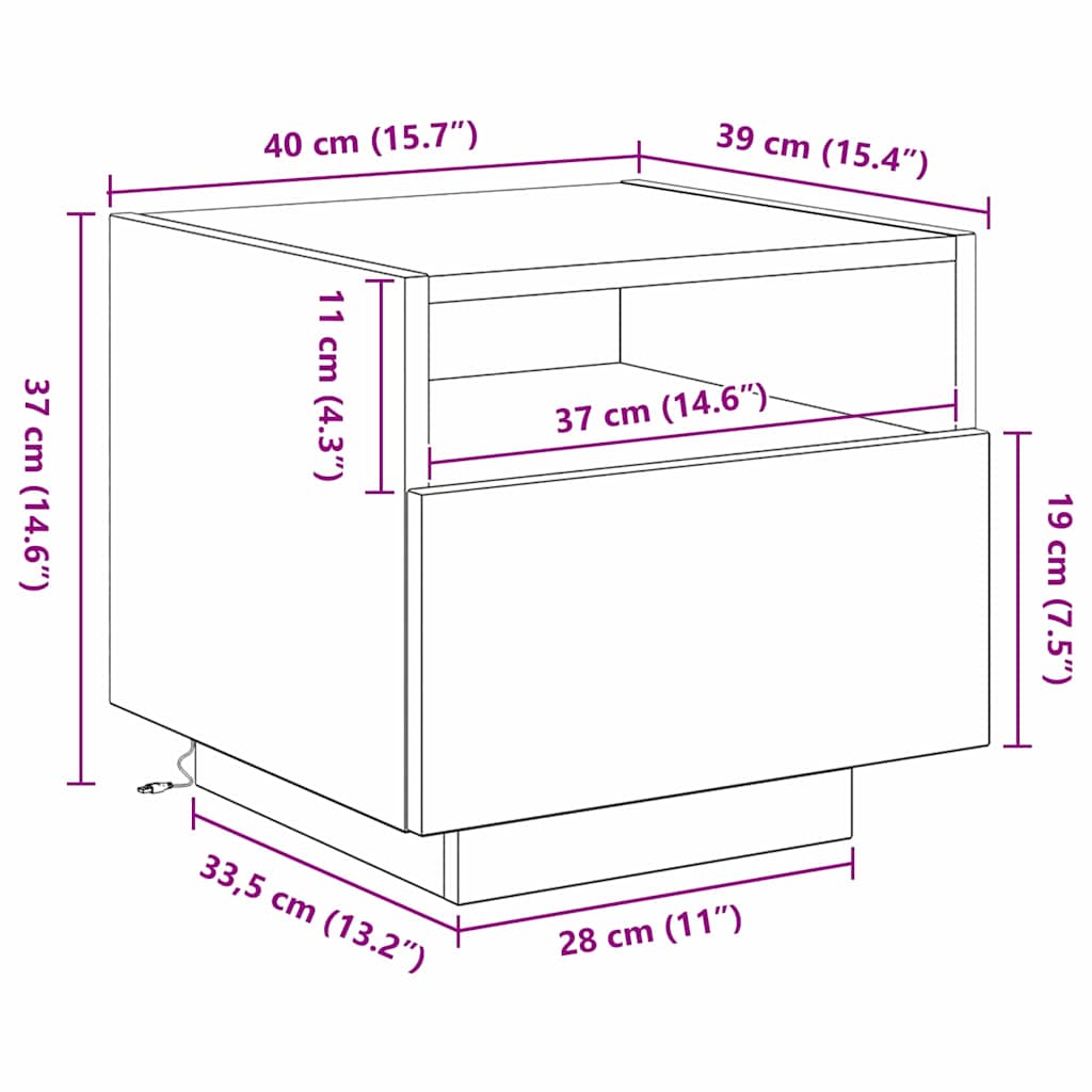 Armario de Noche 2 pcs Roble artesanal 40 x 39 x 37 cm