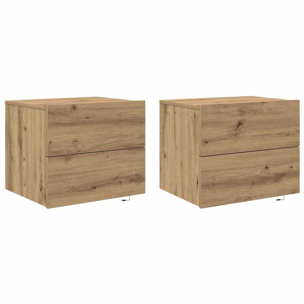 Armario de Noche 2 pcs Roble artesanal 50 x 39 x 41 cm