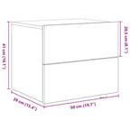 Armario de Noche 2 pcs Roble artesanal 50 x 39 x 41 cm
