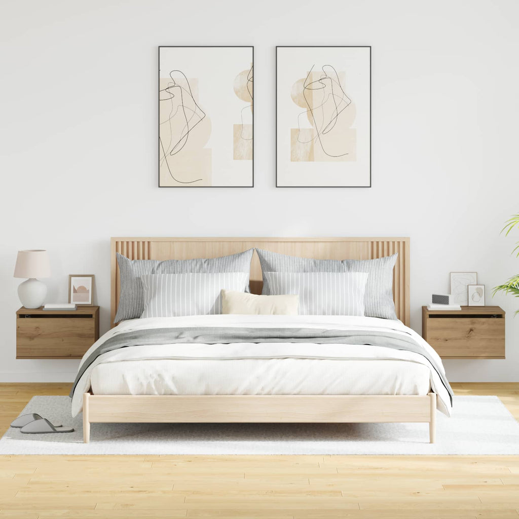 Mesita de noche de pared 2 pcs Roble artesanal 50 x 36 x 30 cm