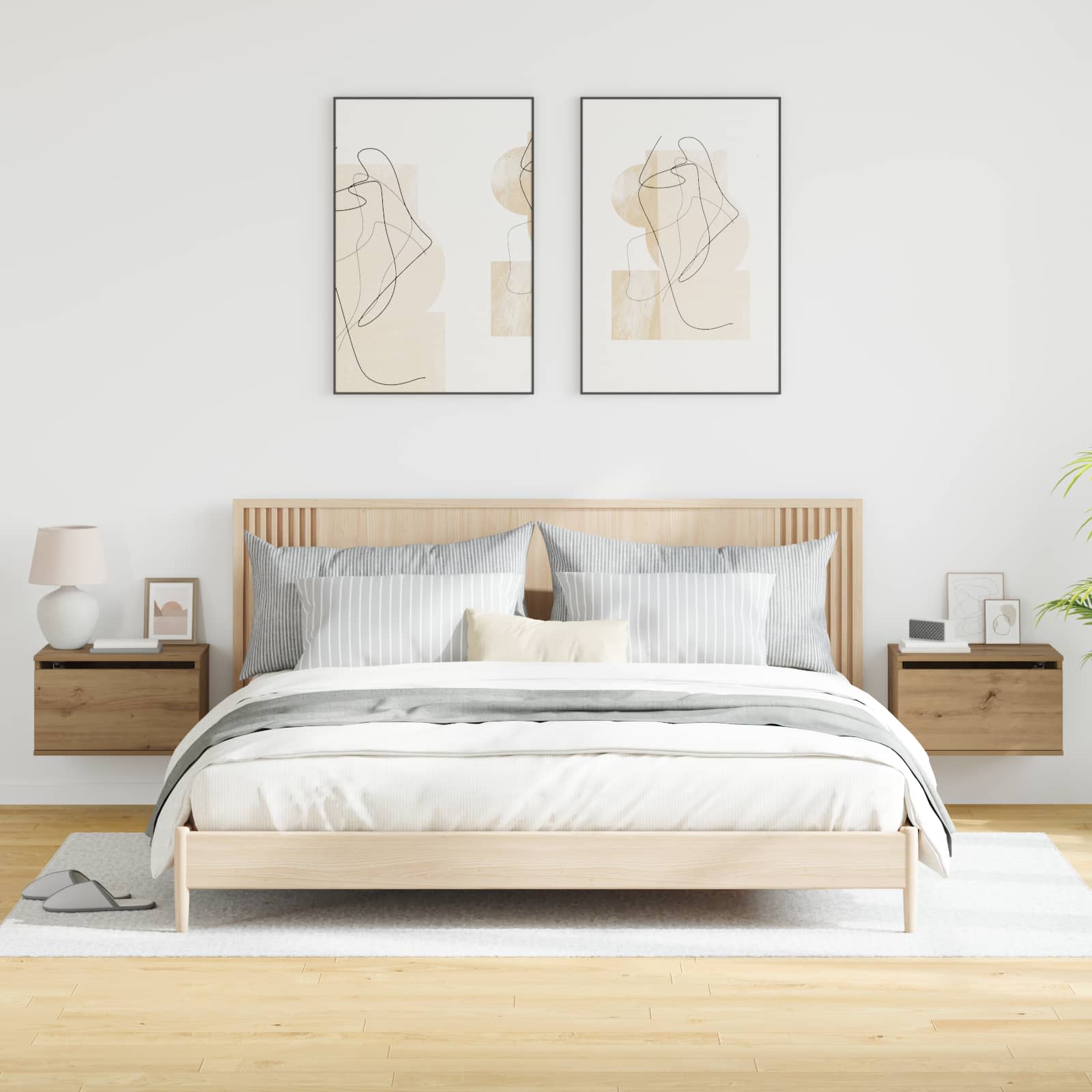 Mesita de noche de pared 2 pcs Roble artesanal 50 x 36 x 30 cm