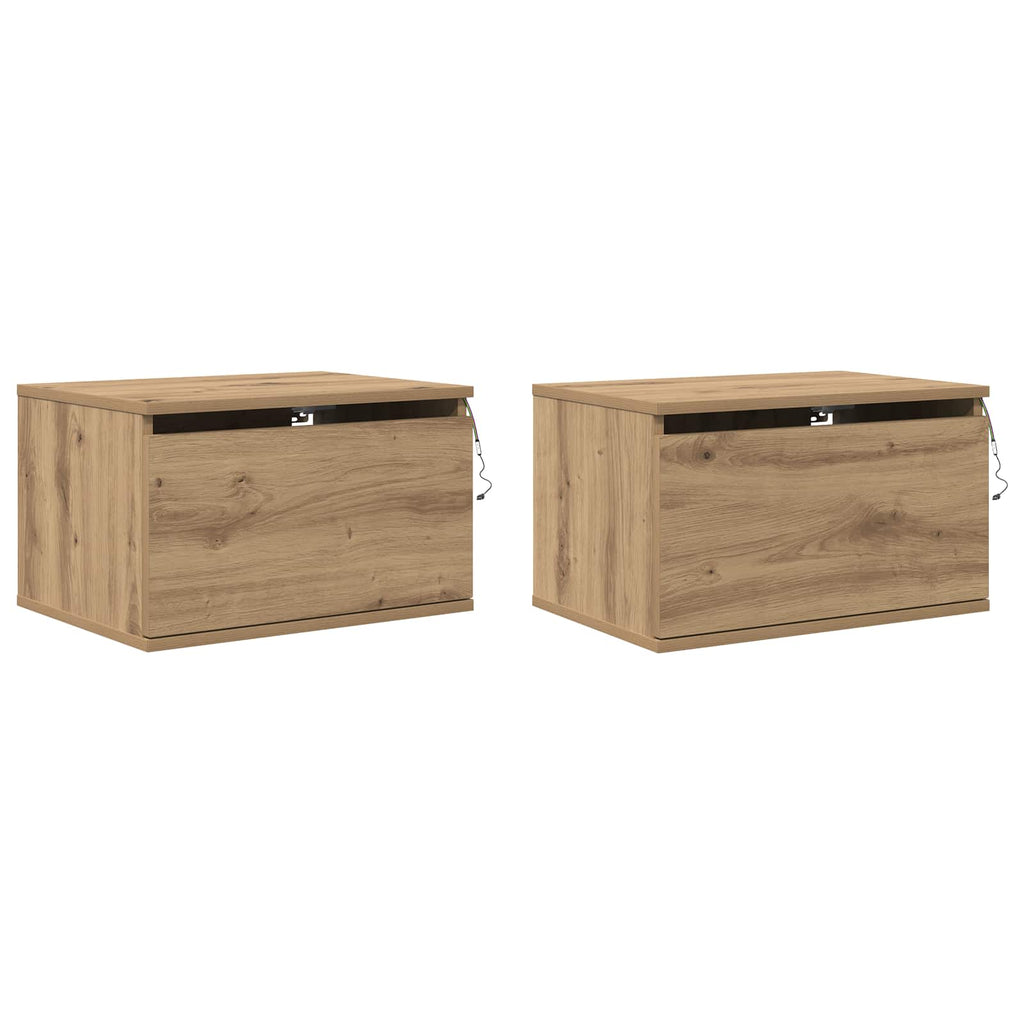 Mesita de noche de pared 2 pcs Roble artesanal 50 x 36 x 30 cm