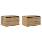 Mesita de noche de pared 2 pcs Roble artesanal 50 x 36 x 30 cm