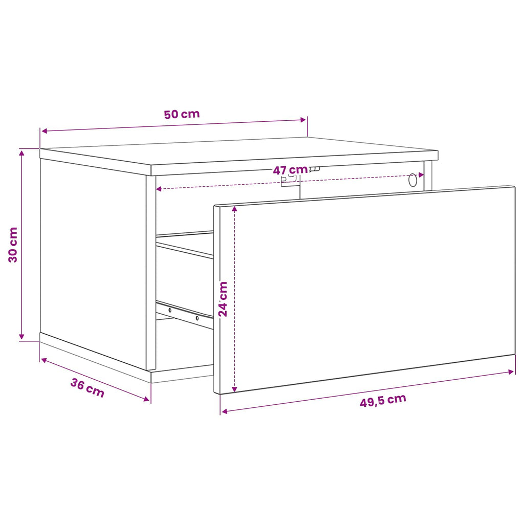 Mesita de noche de pared 2 pcs Roble artesanal 50 x 36 x 30 cm