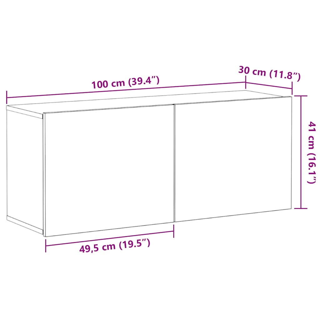 Conjunto de mueble de TV Roble Negro 100 x 30 x 41 cm