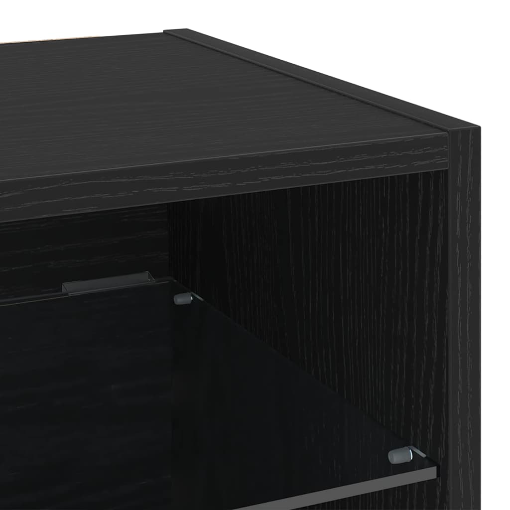 Gabinete de noche LED montado en la pared 2 pcs Negro
