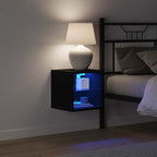 Gabinete de noche LED montado en la pared 2 pcs Negro