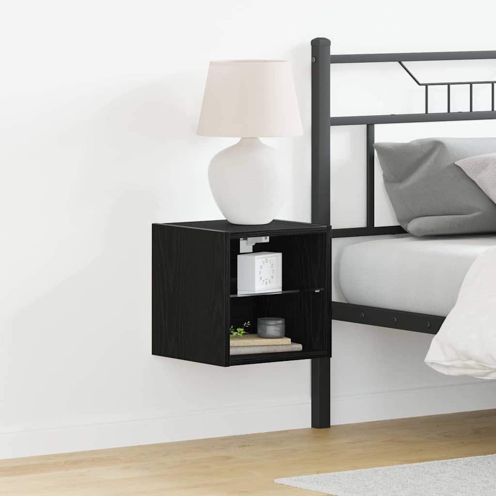 Gabinete de noche LED montado en la pared 2 pcs Negro