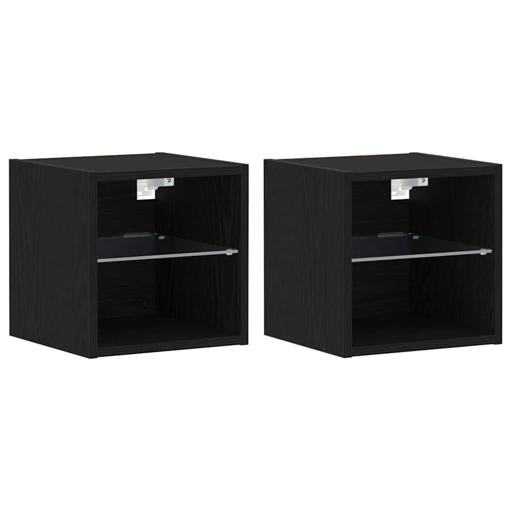 Gabinete de noche LED montado en la pared 2 pcs Negro