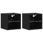 Gabinete de noche LED montado en la pared 2 pcs Negro