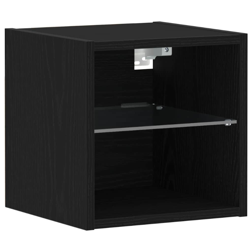 Gabinete de noche LED montado en la pared 2 pcs Negro