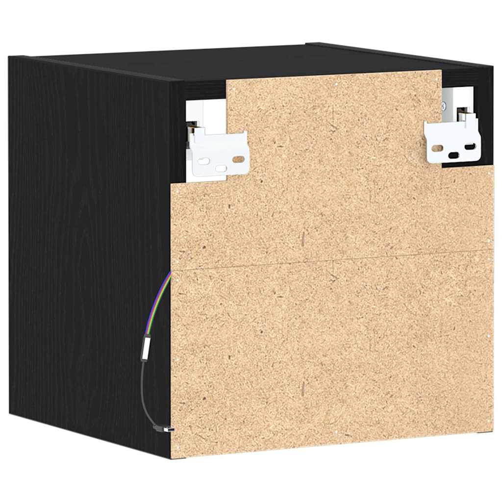 Gabinete de noche LED montado en la pared 2 pcs Negro