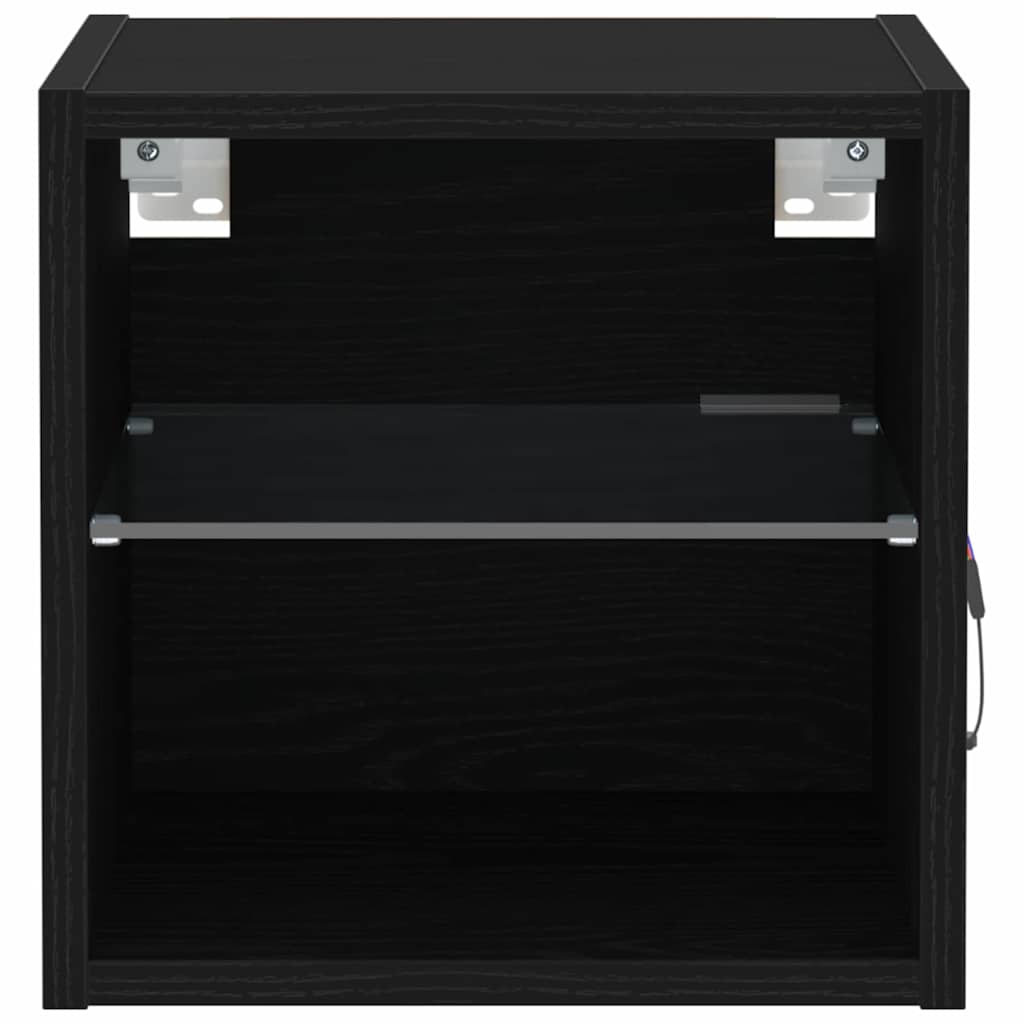 Gabinete de noche LED montado en la pared 2 pcs Negro