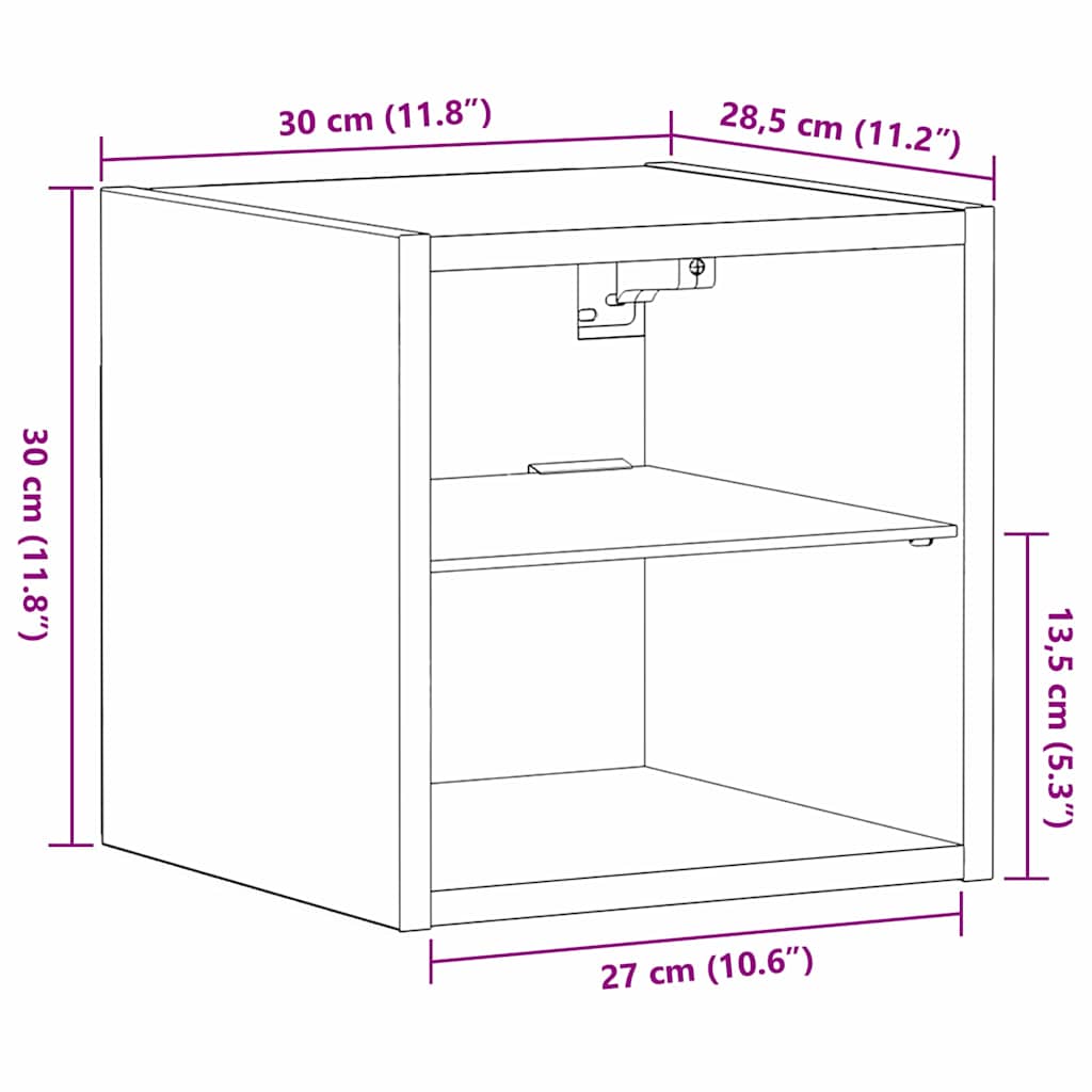 Gabinete de noche LED montado en la pared 2 pcs Negro