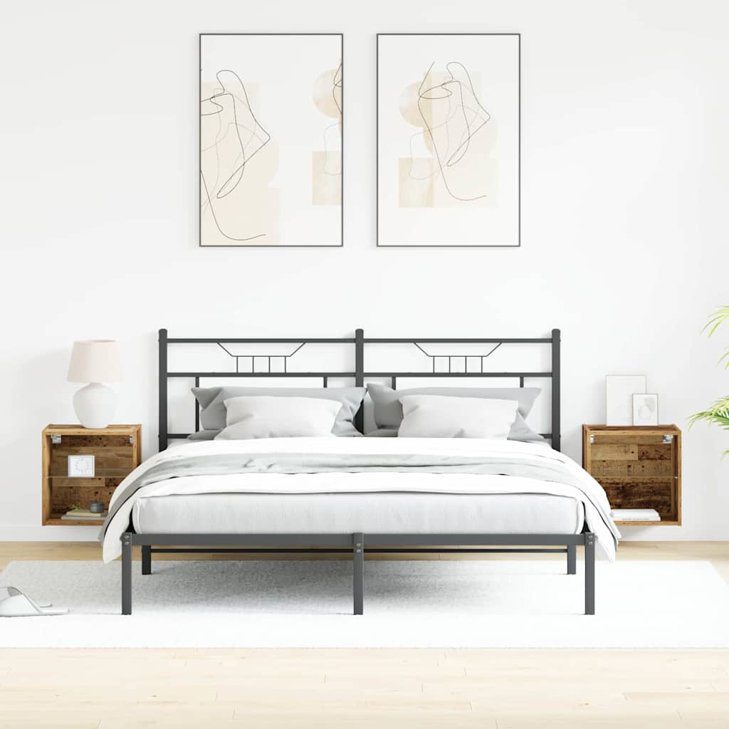 Estante flotante con luz LED 2 pcs Marrón 40 x 28,5 x 40 cm