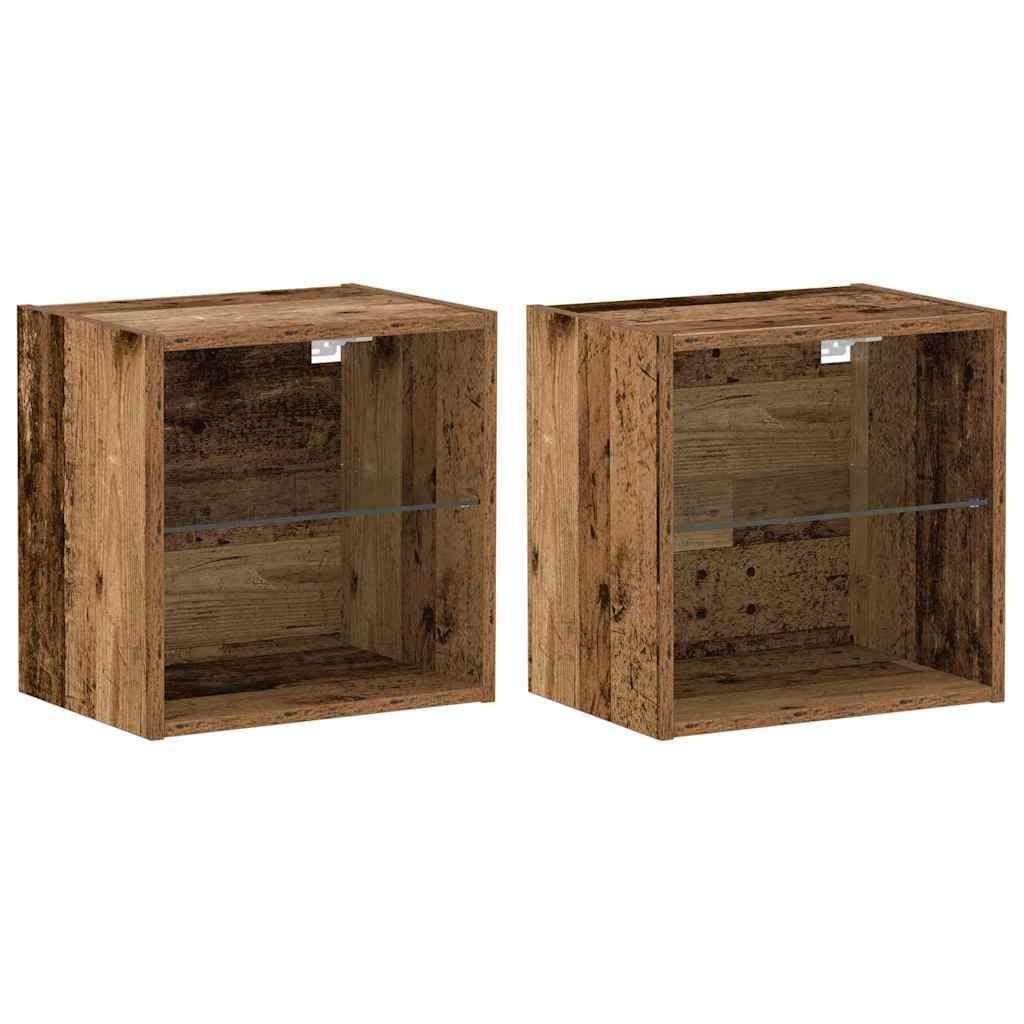 Estante flotante con luz LED 2 pcs Marrón 40 x 28,5 x 40 cm