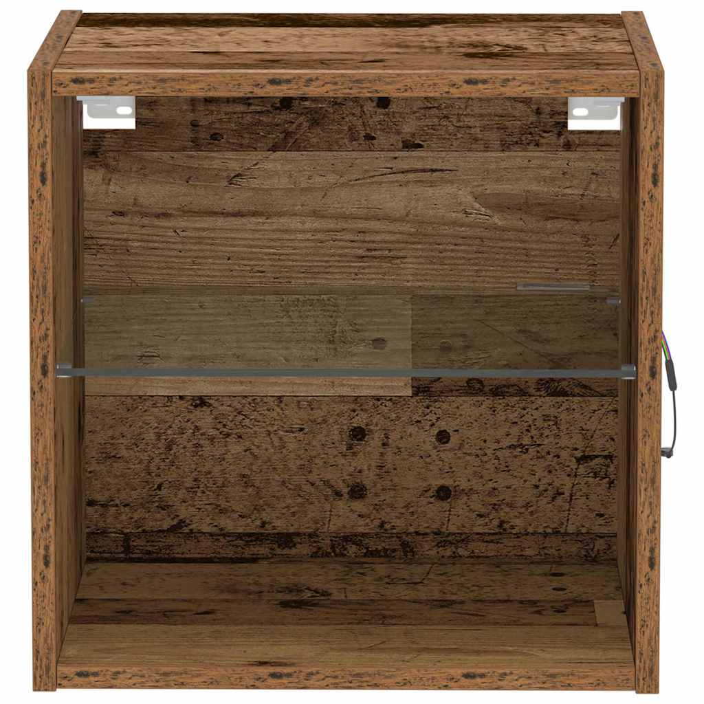Estante flotante con luz LED 2 pcs Marrón 40 x 28,5 x 40 cm