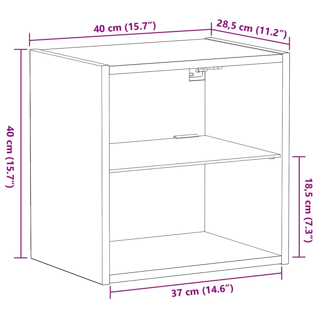 Estante flotante con luz LED 2 pcs Marrón 40 x 28,5 x 40 cm