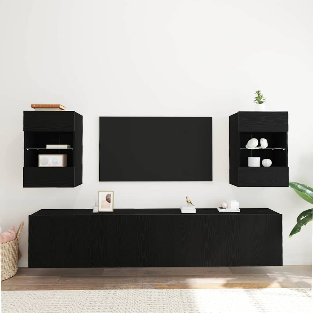 Conjunto de mueble de TV 2 pcs Negro 40 x 30 x 60,5 cm