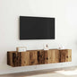 Mueble de TV Montado en la Pared con LED 2 pcs Madera vieja
