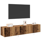 Mueble de TV Montado en la Pared con LED 2 pcs Madera vieja