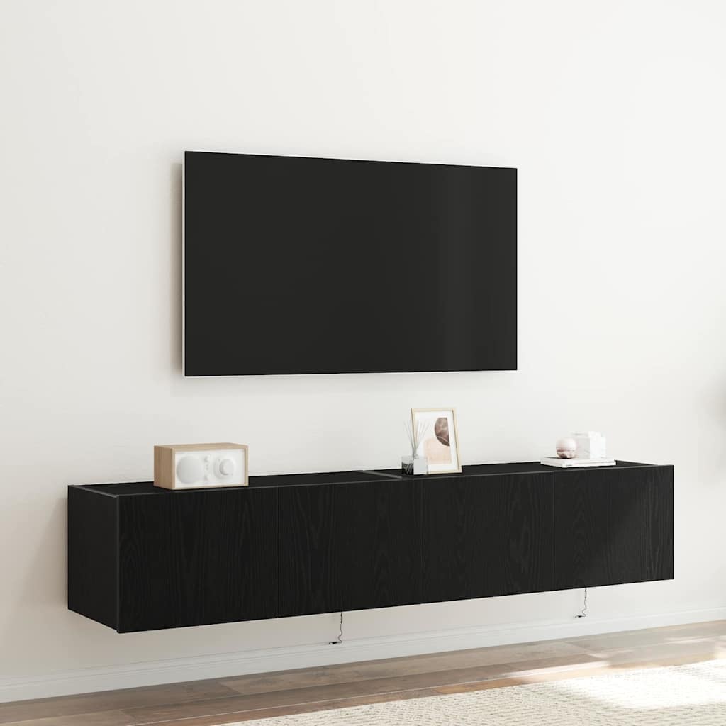 Mueble de TV Montado en la Pared con LED 2 pcs Madera vieja