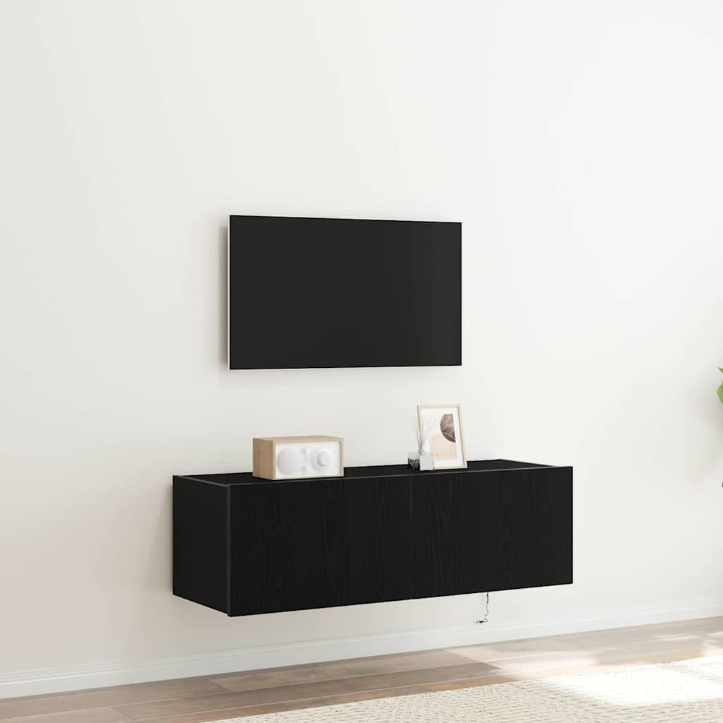 Mueble de TV Montado en la Pared con LED 2 pcs Madera vieja