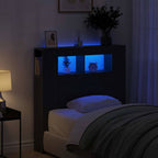 Cabecero LED con estante Roble Negro 100 x 18,5 x 103,5 cm