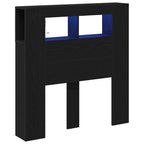 Cabecero LED con estante Roble Negro 100 x 18,5 x 103,5 cm