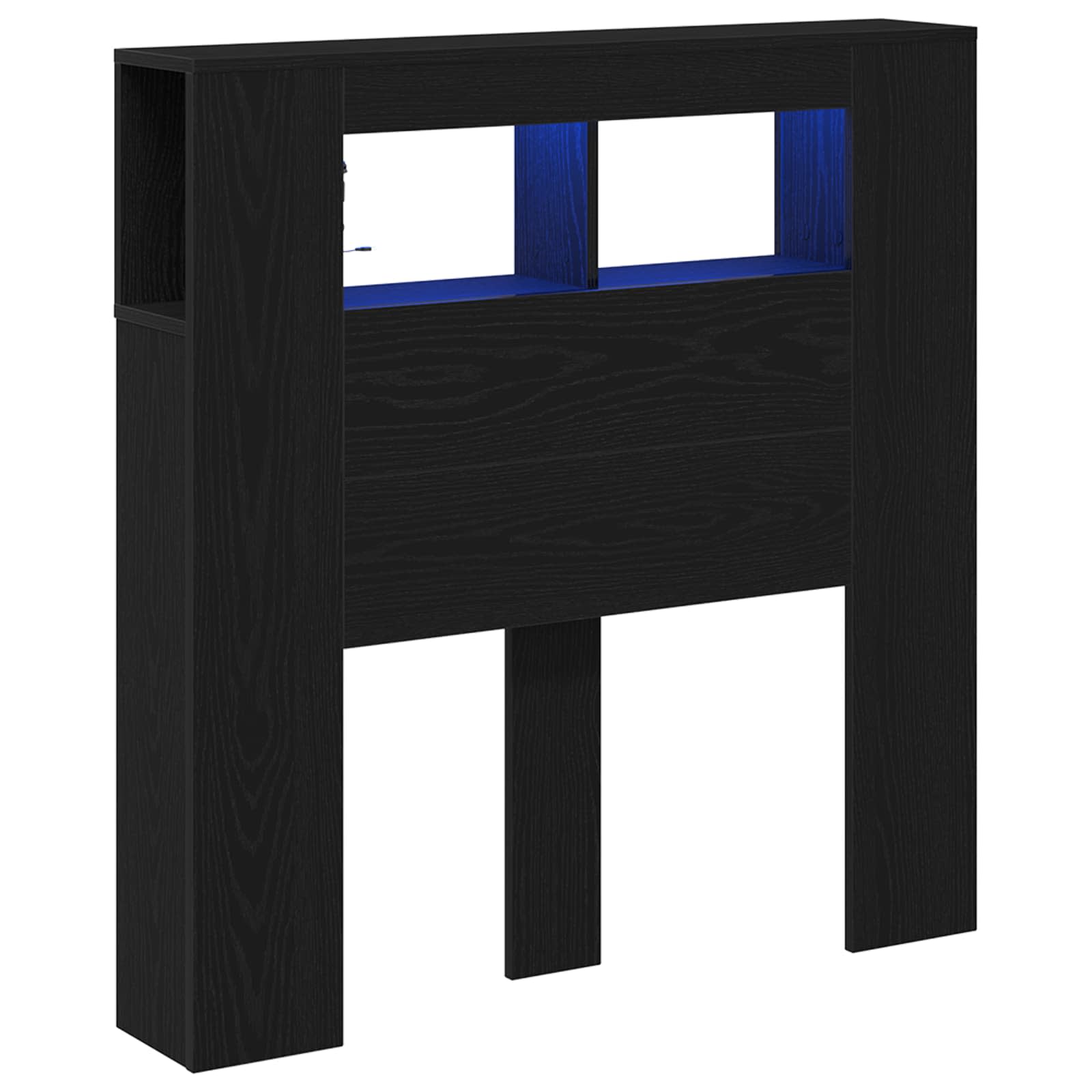 Cabecero LED con estante Roble Negro 100 x 18,5 x 103,5 cm