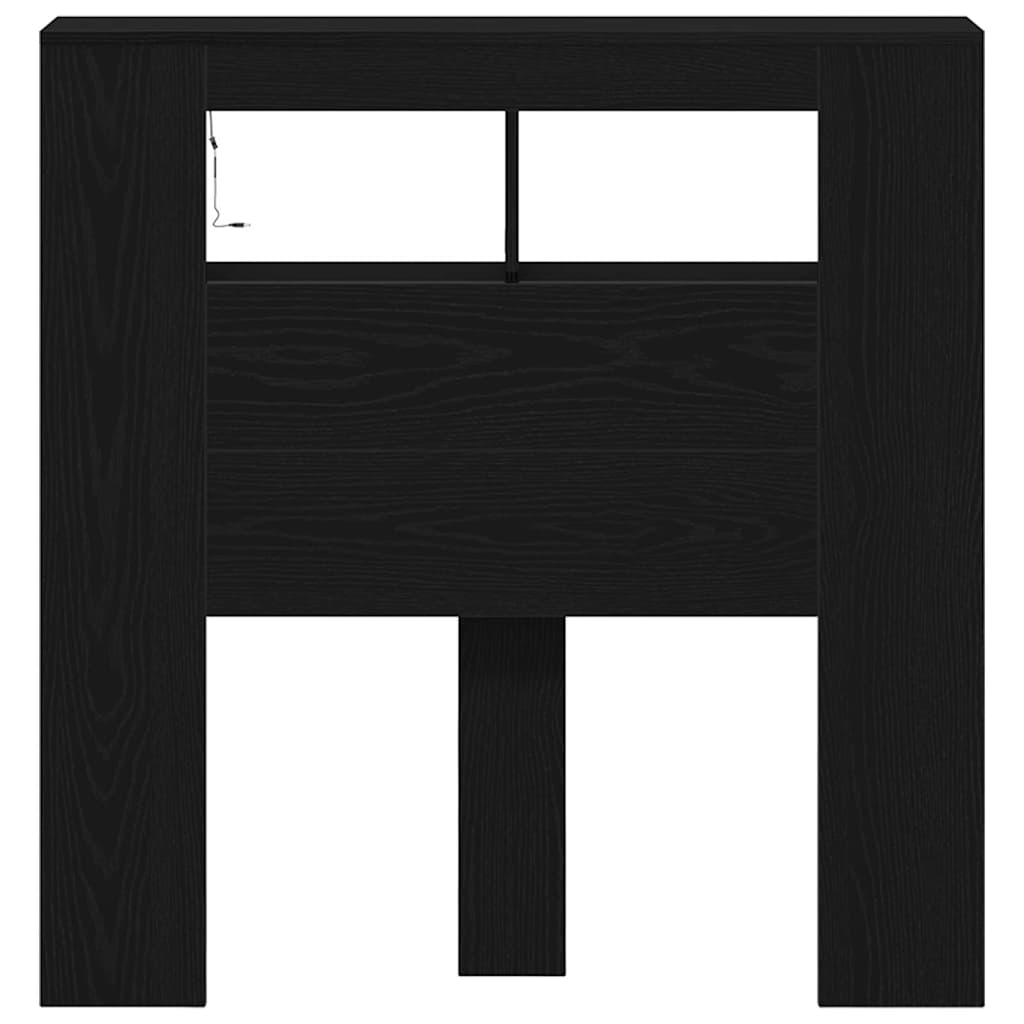 Cabecero LED con estante Roble Negro 100 x 18,5 x 103,5 cm
