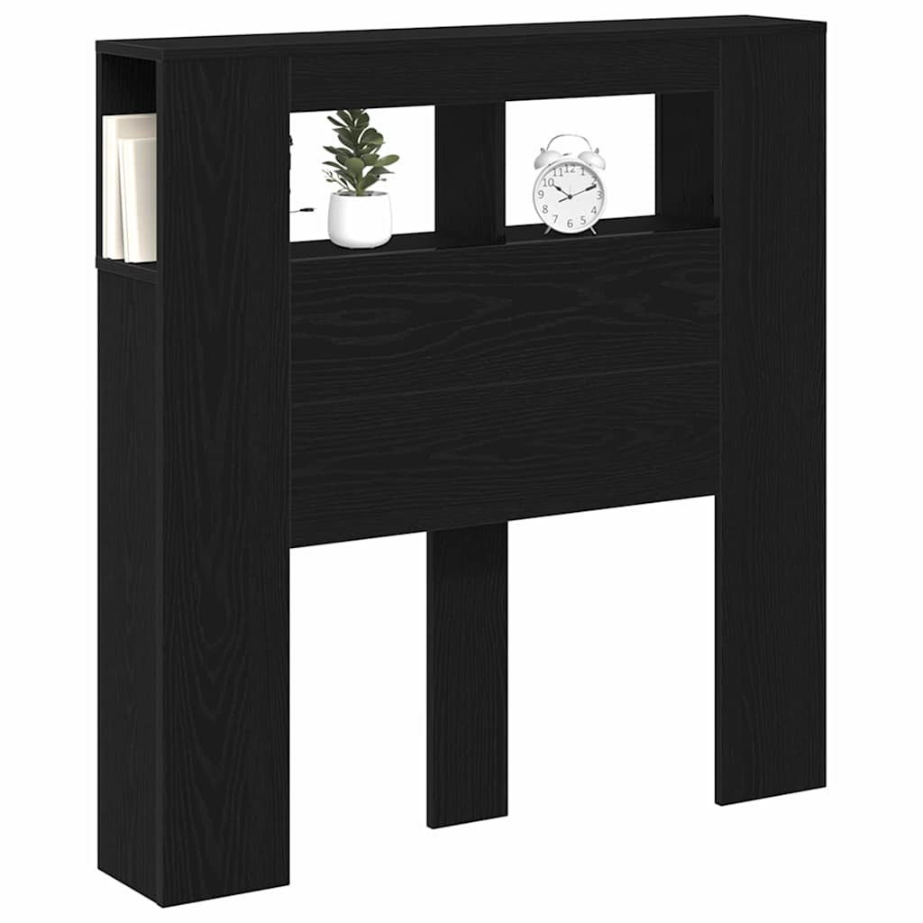 Cabecero LED con estante Roble Negro 100 x 18,5 x 103,5 cm