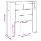 Cabecero LED con estante Roble Negro 100 x 18,5 x 103,5 cm