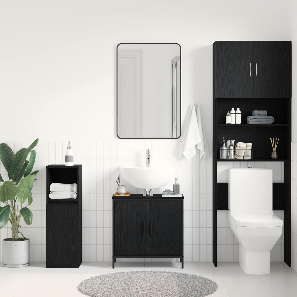 Mueble de lavabo para baño Roble Negro 60 x 30 x 60 cm