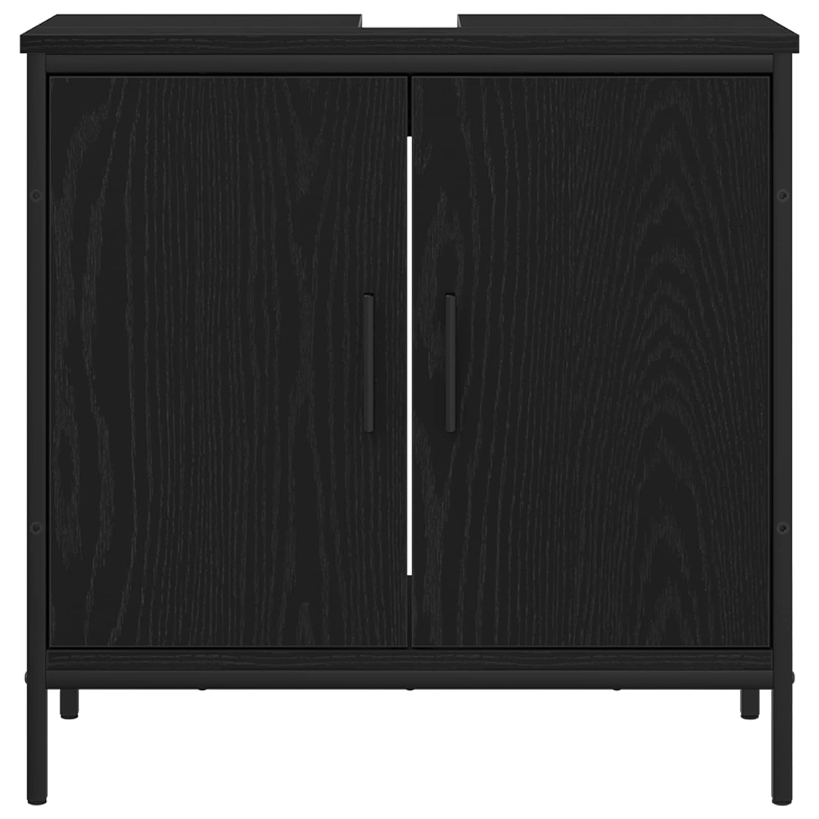 Mueble de lavabo para baño Roble Negro 60 x 30 x 60 cm