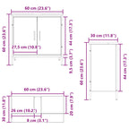 Mueble de lavabo para baño Roble Negro 60 x 30 x 60 cm