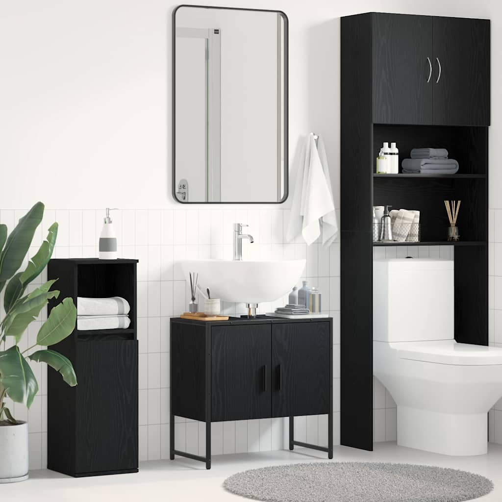 Gabinete de Lavabo para Baño Roble Negro 60 x 30 x 60 cm