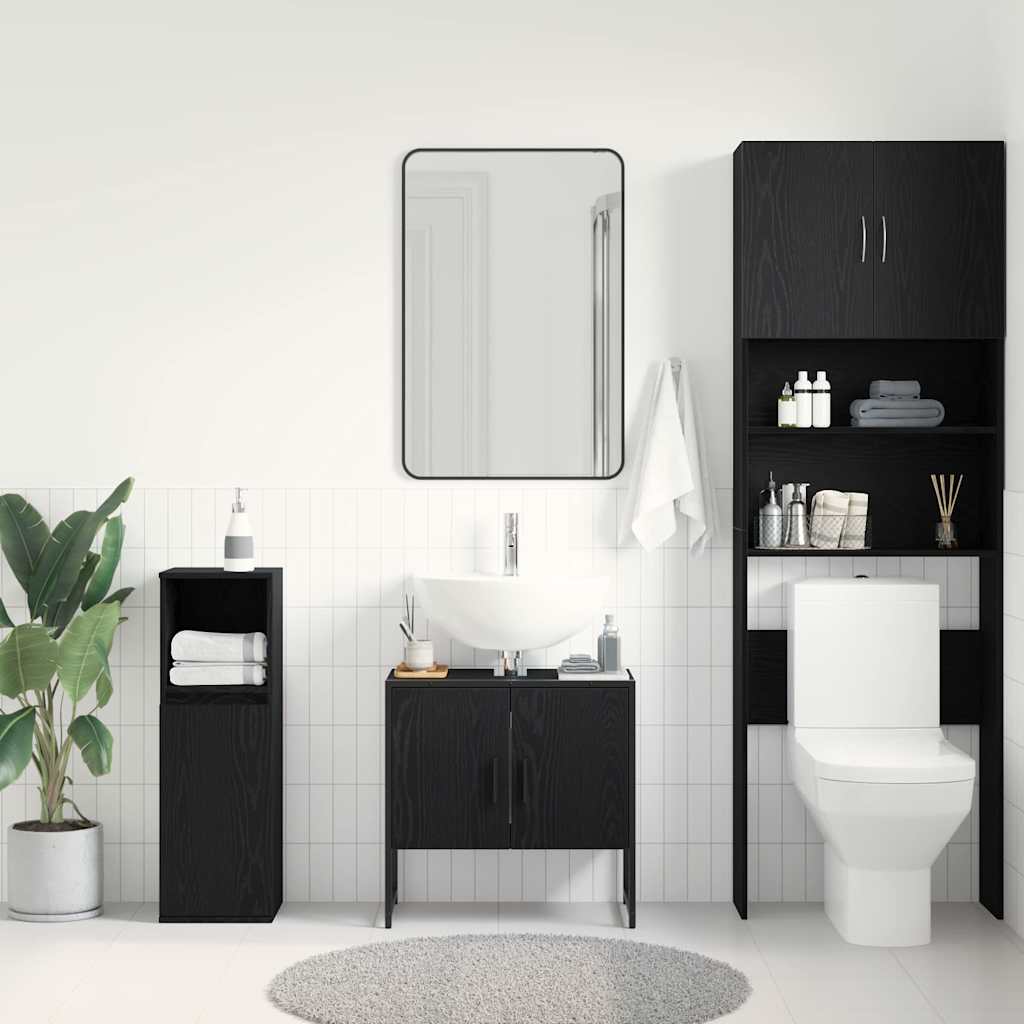 Gabinete de Lavabo para Baño Roble Negro 60 x 30 x 60 cm