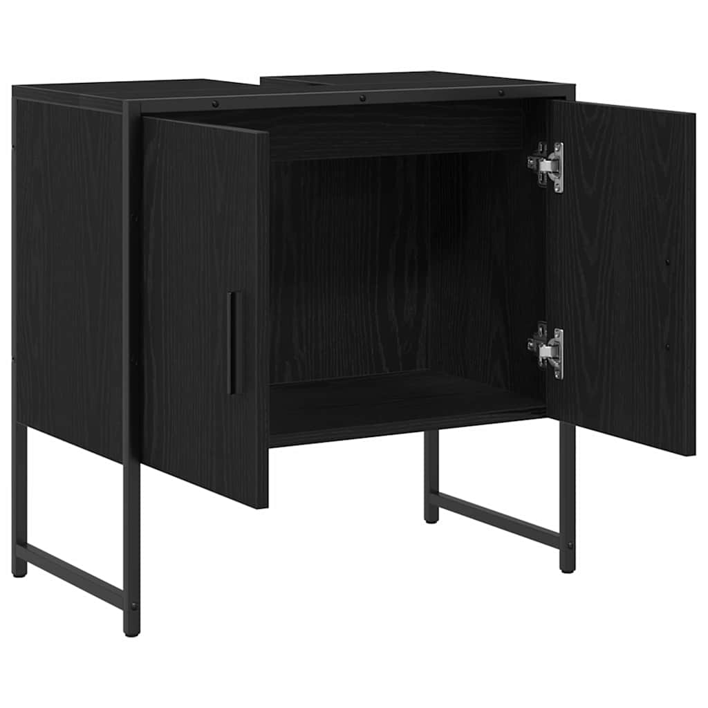 Gabinete de Lavabo para Baño Roble Negro 60 x 30 x 60 cm